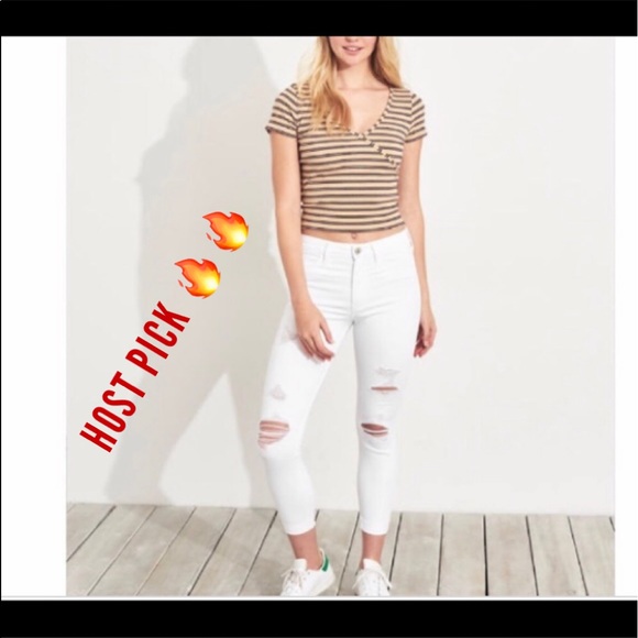 💋💋NWT HOLLISTER CROP SKINNY - Picture 1 of 3